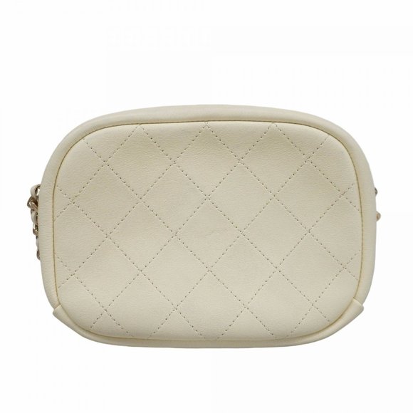 Chanel Shoulder Bag Matelasse Chain Goatskin White Champagne Ladies - Picture 11 of 11